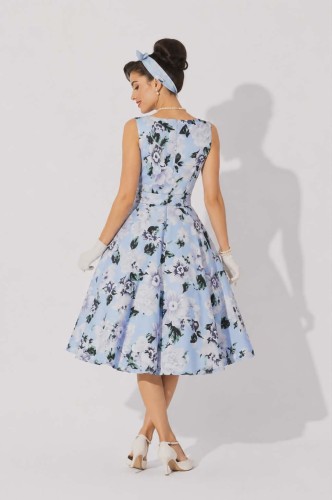 Błękitna sukienka Rockabilly Pin Up Sky Blue Flower (2).jpg