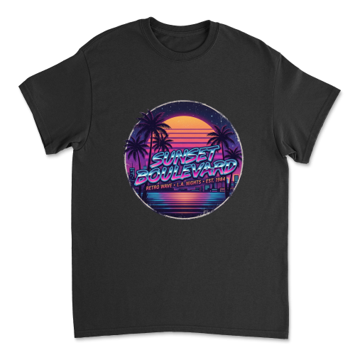 Koszulka Vintage Lata 80 | Sunset Boulevard 1984-Black