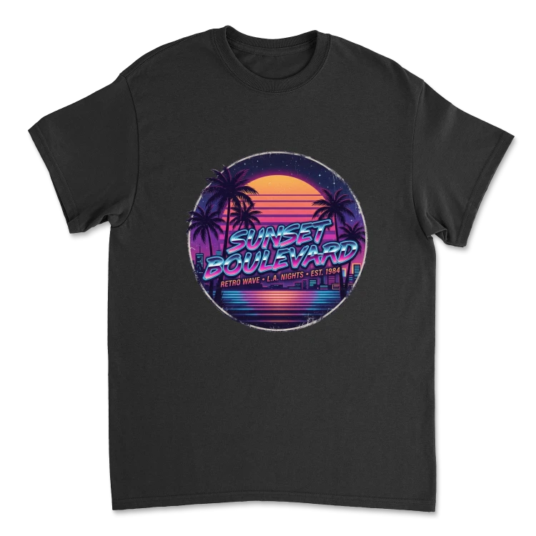 Koszulka Vintage Lata 80 | Sunset Boulevard 1984-Black