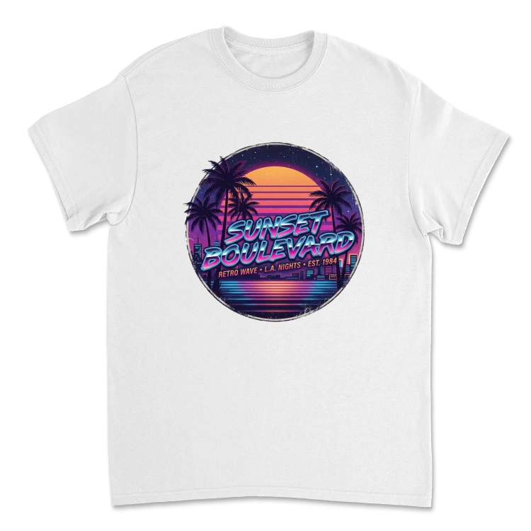 Koszulka Vintage Lata 80 | Sunset Boulevard 1984-White