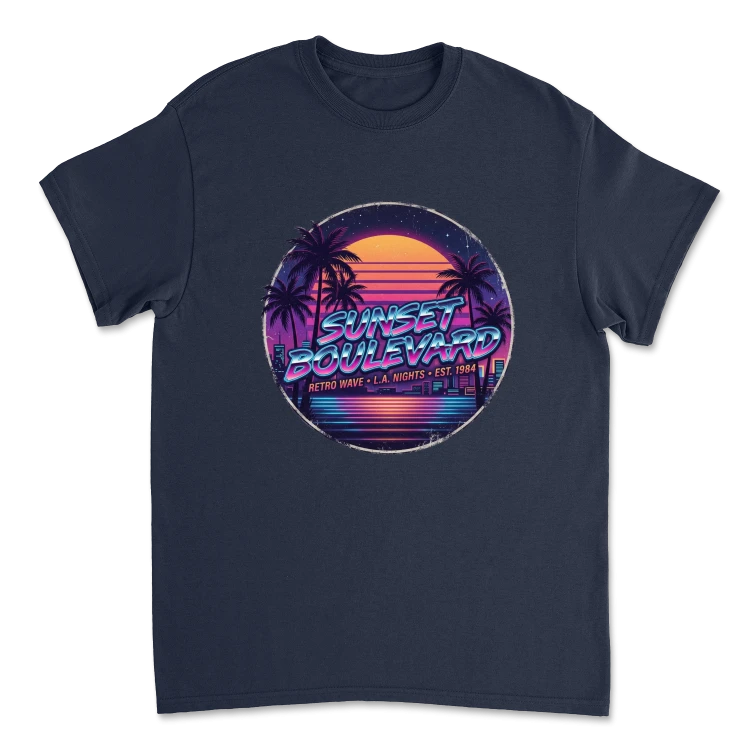 Koszulka Vintage Lata 80 | Sunset Boulevard 1984-Navy