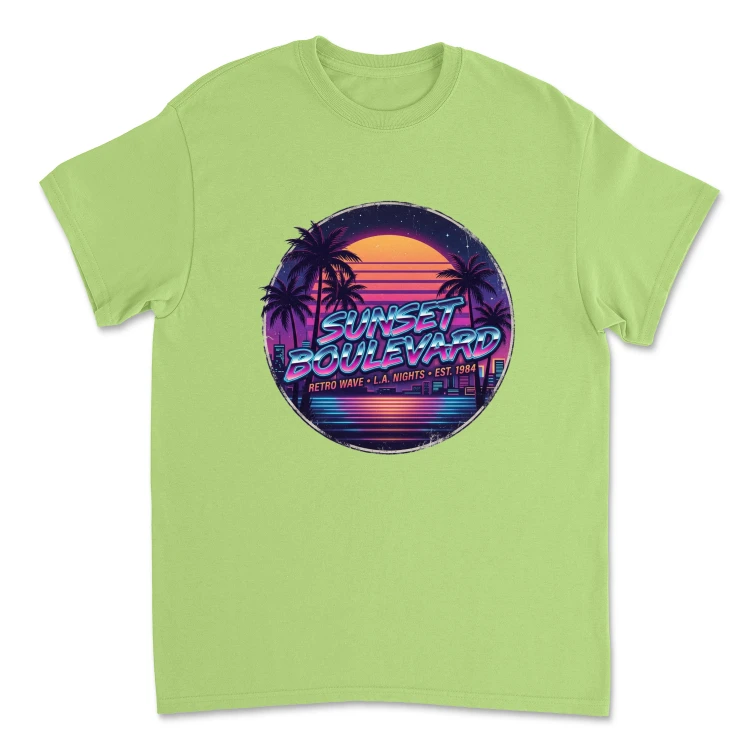 Koszulka Vintage Lata 80 | Sunset Boulevard 1984-Lime