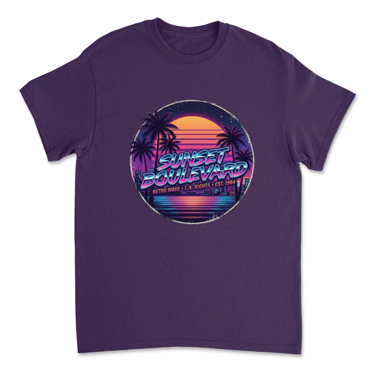 Koszulka Vintage Lata 80 | Sunset Boulevard 1984-Purple