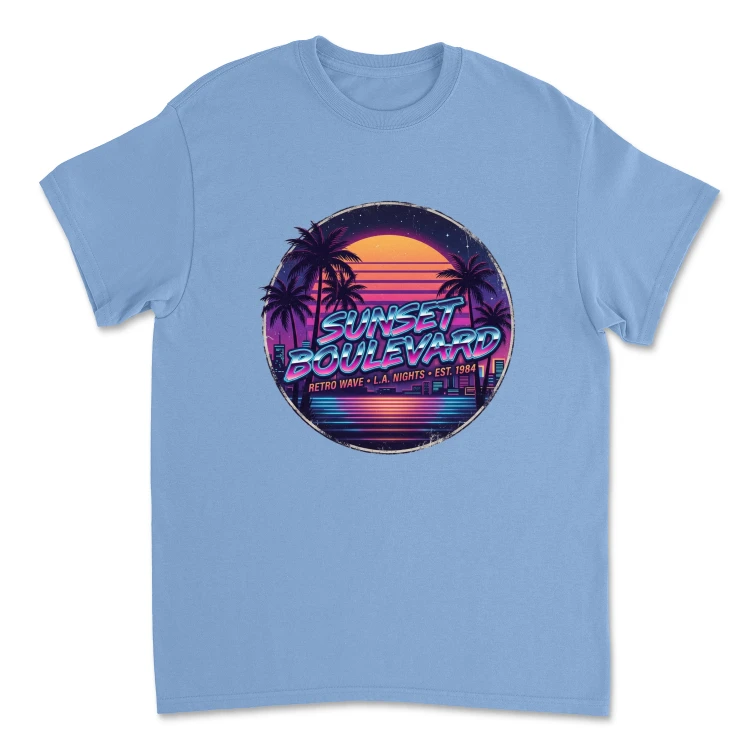 Koszulka Vintage Lata 80 | Sunset Boulevard 1984-Carolina blue