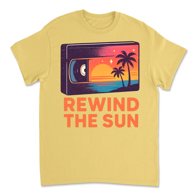 Koszulka Vintage Rewind The Sun – Retro Wave T-Shirt Lata 80 | Sunset VHS EditionDaisy