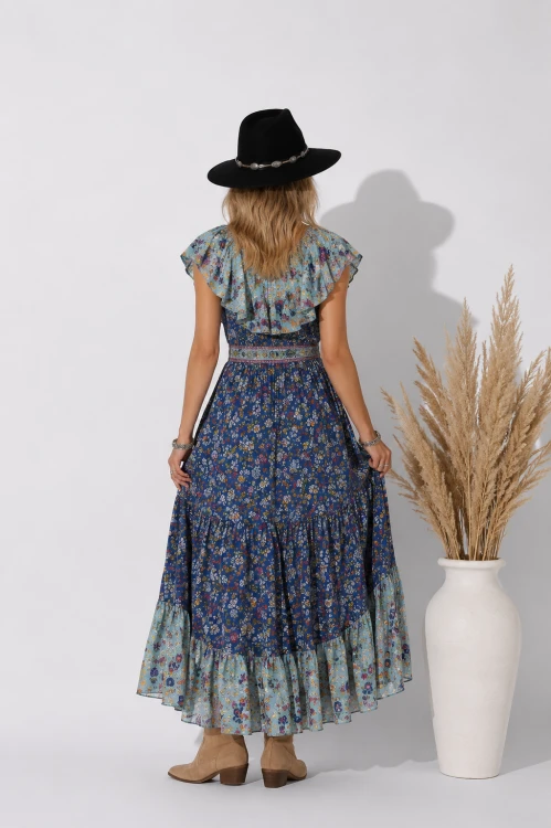 Niebieska Sukienka Boho Hiszpanka Maxi Lata 70  (2).png