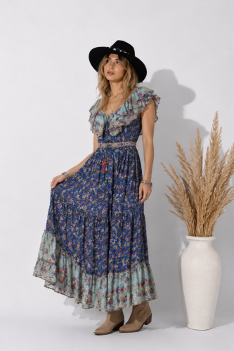 Niebieska Sukienka Boho Hiszpanka Maxi Lata 70  (1).png